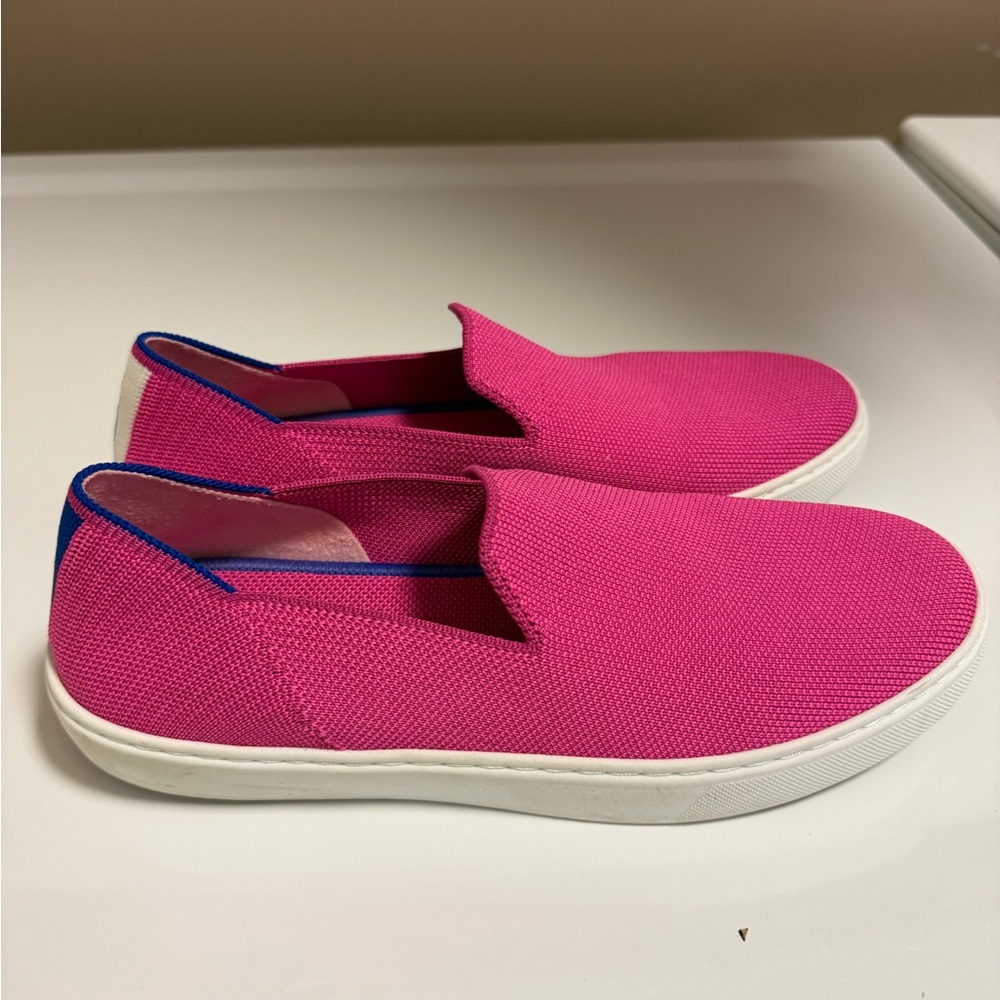 Rothy's Pink Canvas Sneakers with Elastic Panels like new